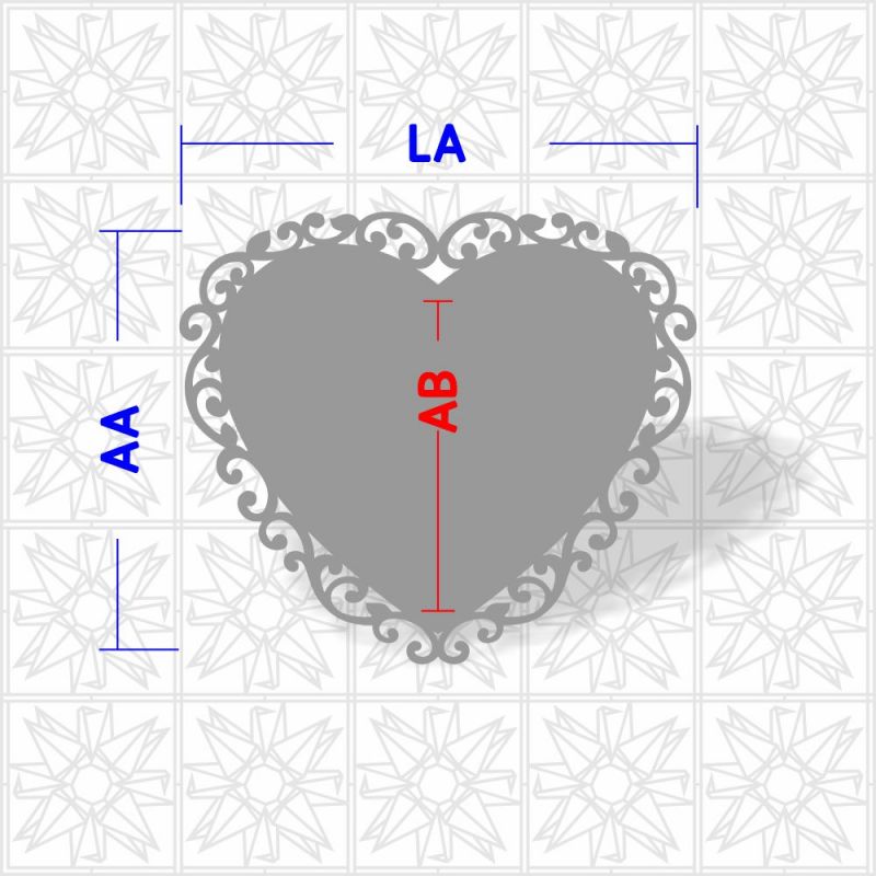 Placa decorativa coração com arabesco