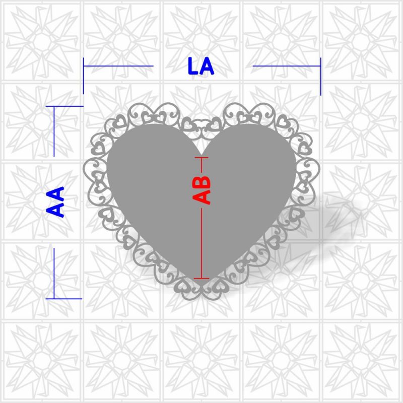 Placa decorativa coração com arabesco