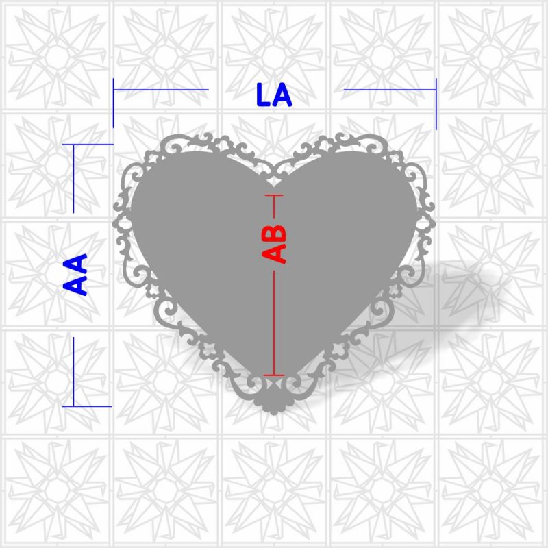 Placa decorativa coração com arabesco