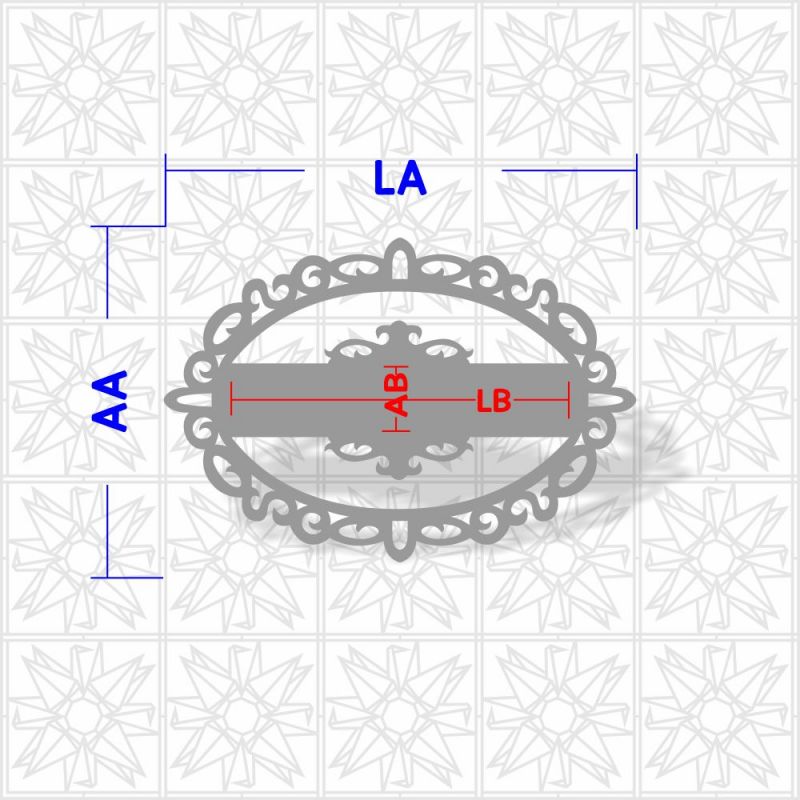 Placa decorativa oval com arabesco