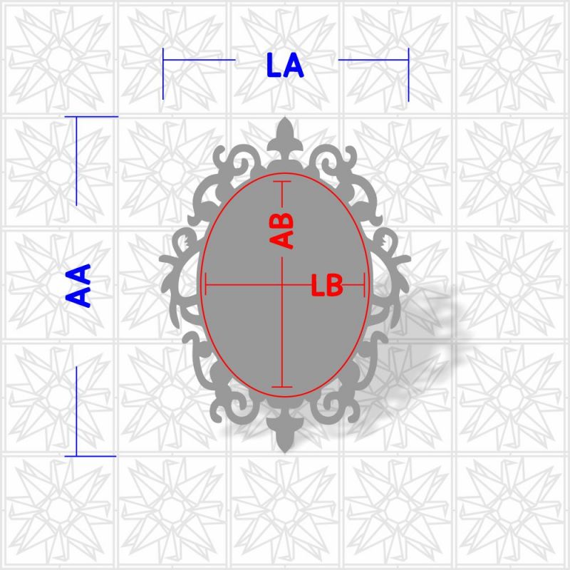 Placa decorativa oval com arabesco