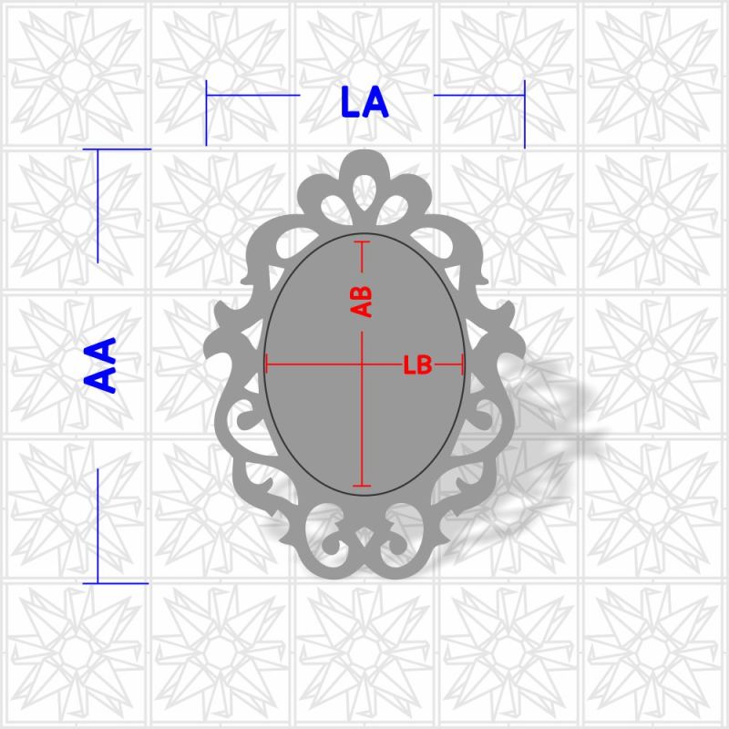 Placa decorativa oval com arabesco - marcação oval