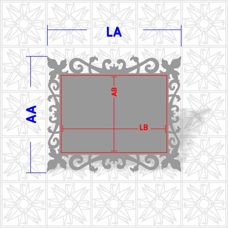 Placa decorativa retangular com arabesco