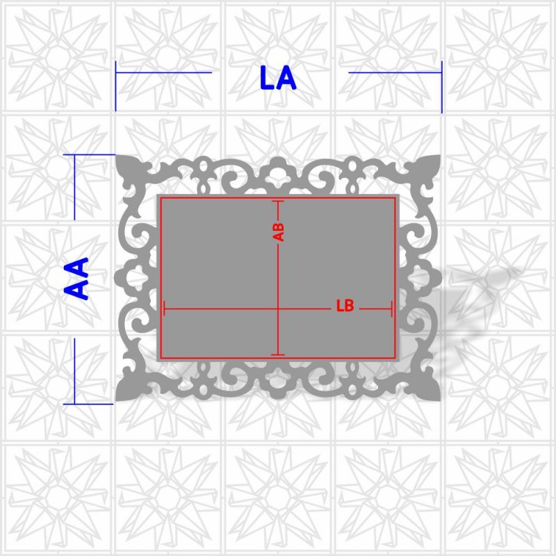 Placa decorativa retangular com arabesco