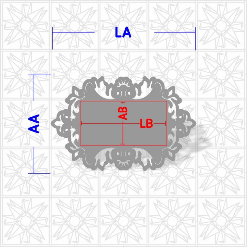 Placa decorativa retangular com arabesco