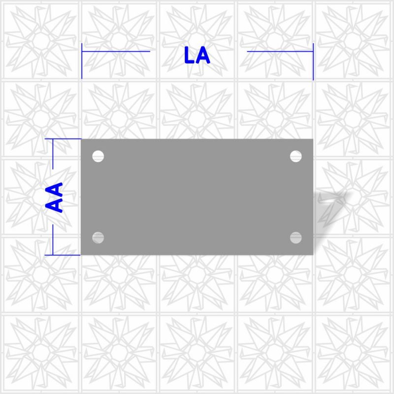 Placa retangular com 4 furos
