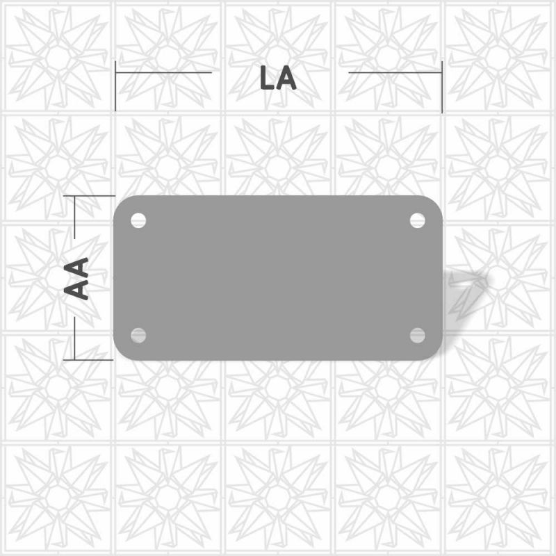 Placa retangular com 4 furos