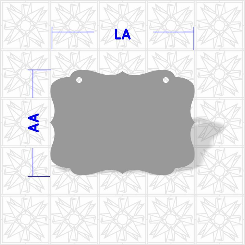 Placa retangular lisa irregular com 2 furos