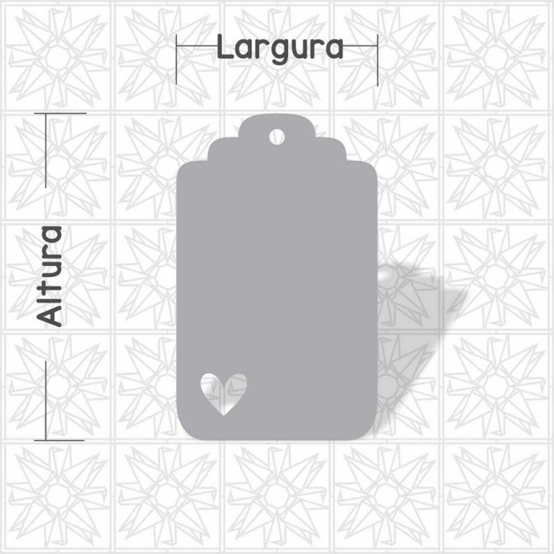 Placa retangular vazada coração