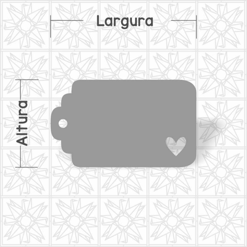 Placa retangular vazada coração