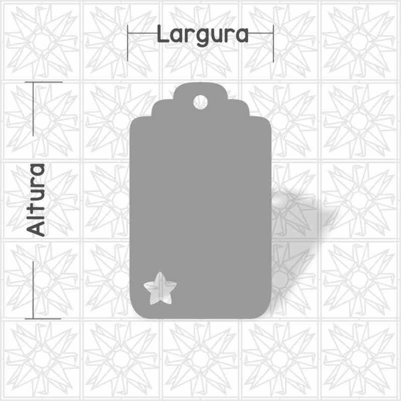 Placa retangular vazada estrela 