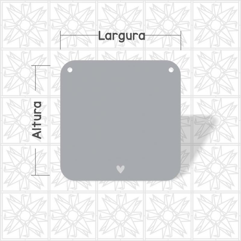 Quadrado com 2 furos e coração - cantos arredondados
