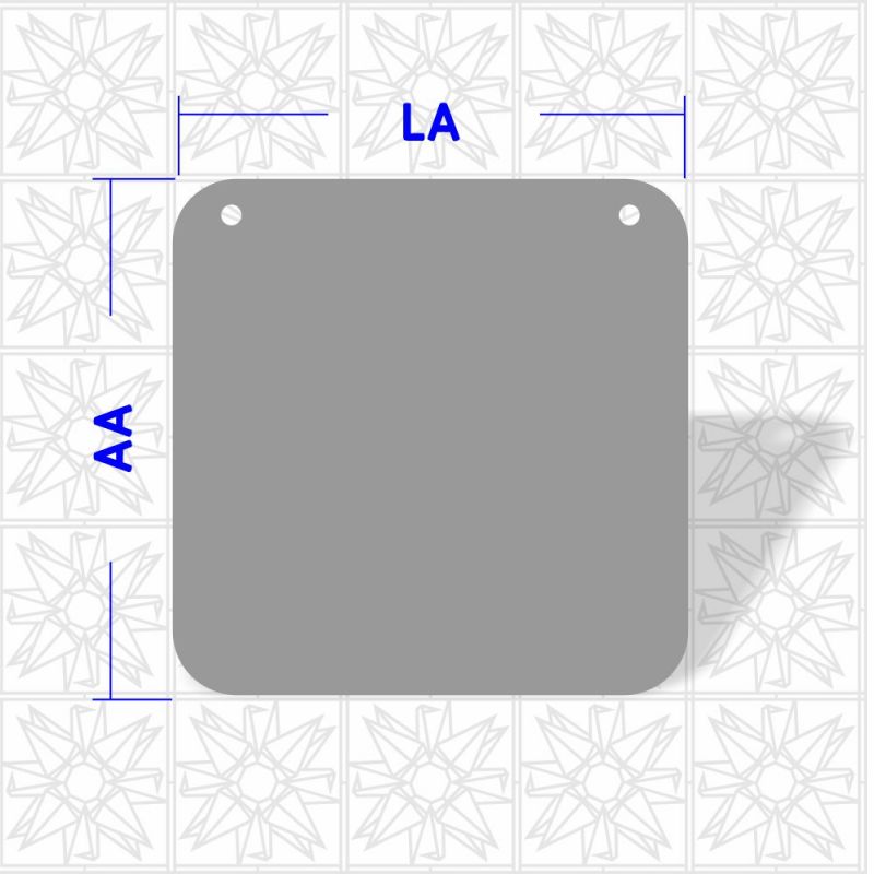 Quadrado liso com 2 furos - cantos arredondados