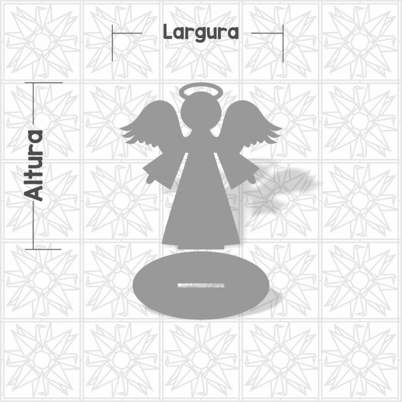 Silhueta de Anjo com base em MDF de 3mm cru