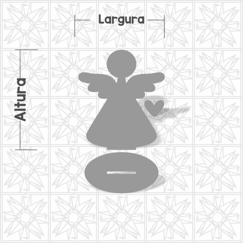 Silhueta de anjo com base em MDF de 3mm cru