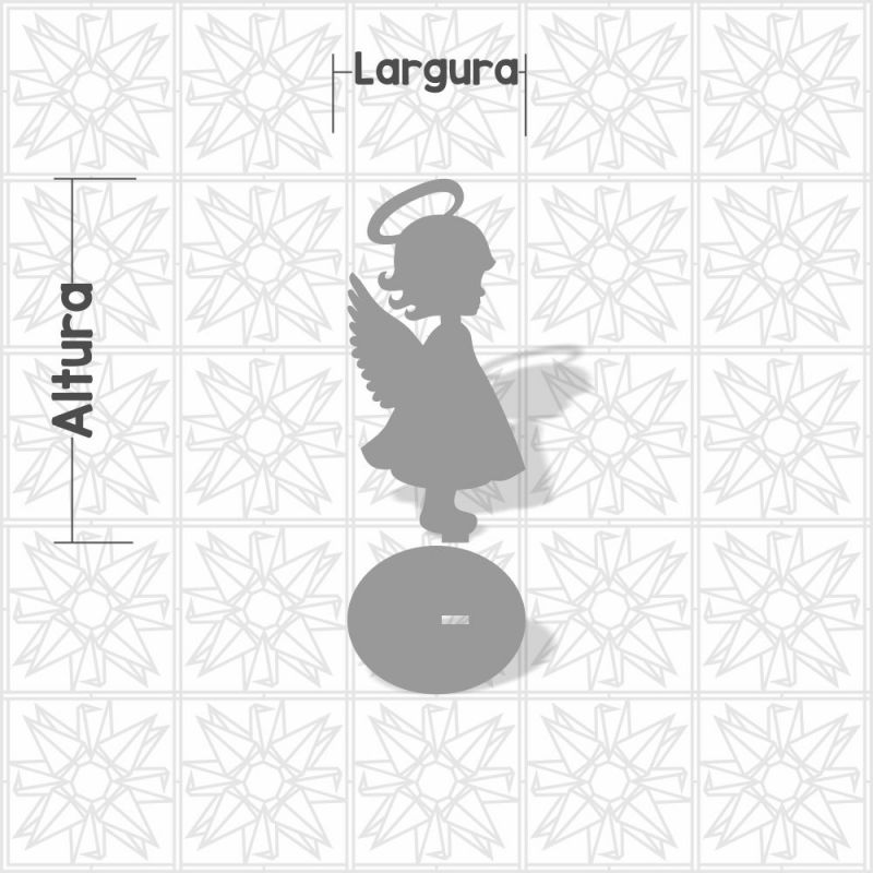 Silhueta Menina anjo com base em MDF de 3mm cru